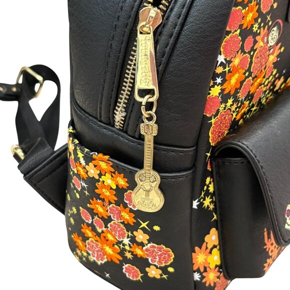Pixar Loungefly Coco Remember Me Mini Backpack Floral Black Vegan Leather main image 8